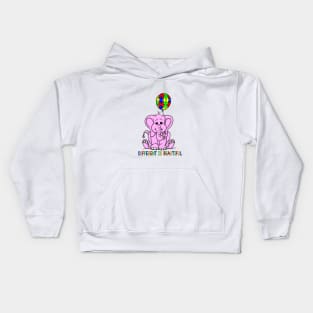 Autism Awareness Baby Pink Elephant DIFFERENT IS BEAUTIFUL Kids Hoodie